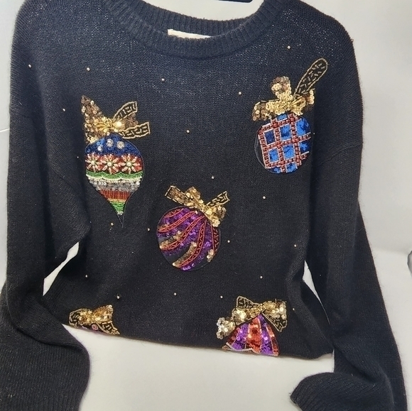 E.M.T Sequin Silk Angora Lambswool  Christmas‎ Ugly Sweater Size Medium - Picture 11 of 15
